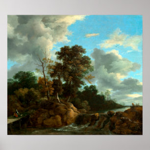 Jacob van Ruisdael Wasserfall mit Zahlen Poster