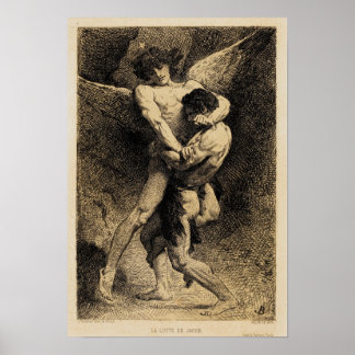 Jacob Wrestling mit dem Engel von Léon Bonnat 1876 Poster