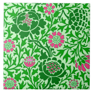 Jacobäischer Blumenstil, Smaragd- und Limettengrün Fliese