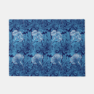 Jacobean Blumen-Damaskus, Navy, Himmelblau und Wei Fußmatte