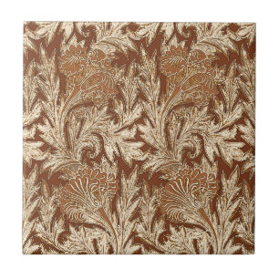 Jacobean Blumen-Damaskus, Taupe-Tan und Creme Fliese