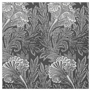 Jacobean Blumen-Damast, grau/Grau und Weiß Stoff