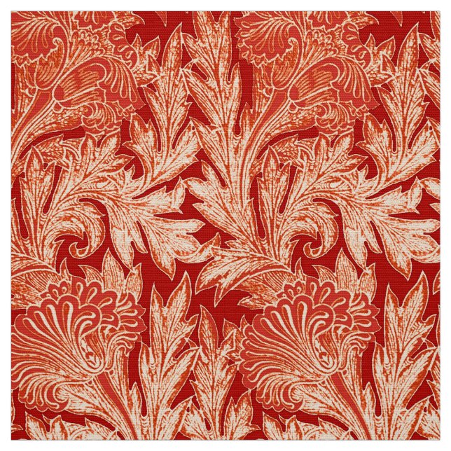 Jacobean Blumen-Damast, Mandarine und Hellorangees Stoff (Muster)
