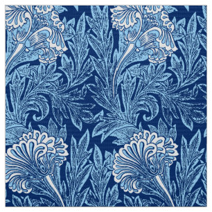 Jacobean Blumen-Damast, Marine, Himmel-Blau und Stoff