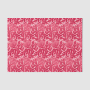 Jacobean Blumen-Damast, pinkfarben und hellrosa Seidenpapier