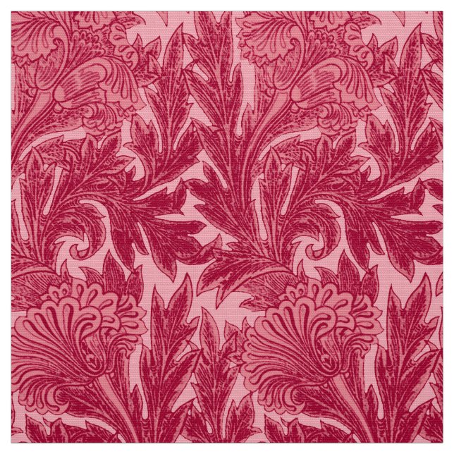 Jacobean Blumen-Damast, pinkfarben und hellrosa Stoff (Muster)