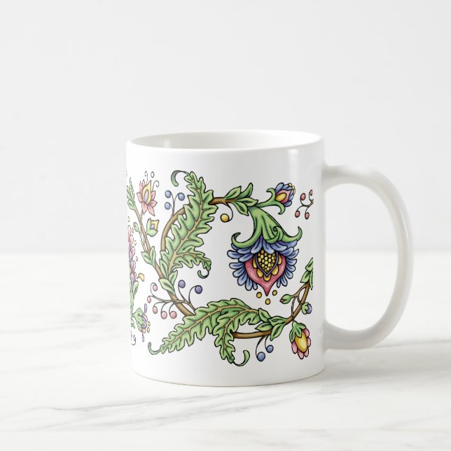 Jacobean Blumenzeichnende FederTasse Tasse (Rechts)