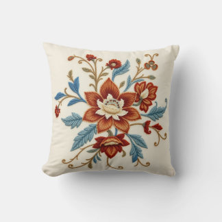 Jacobean Crewel Blumen-Cream-Wurfkissen Kissen