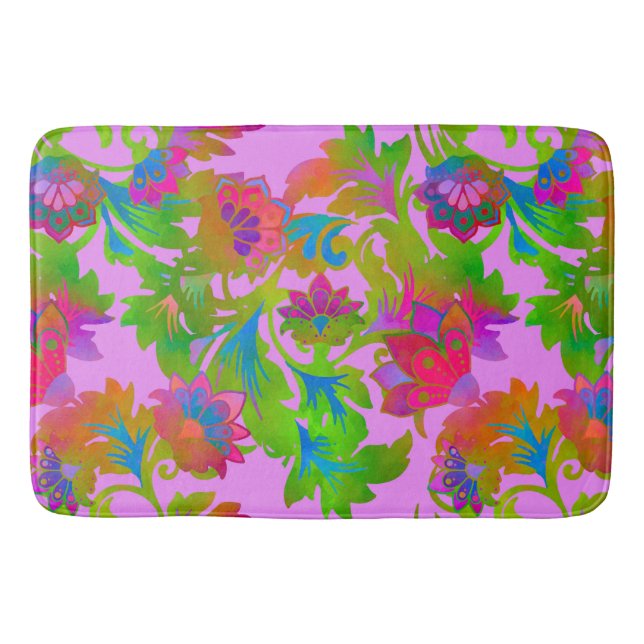 Jacobean Floral Twist Rouge Badematte (Vorderseite)