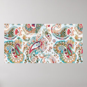 Jacobean seamless pattern. Flowers background, eth Poster