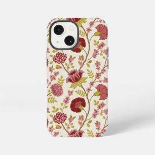 Jacobeanisches großes Blumenmuster Rot Rosa Gold C iPhone 13 Mini Hülle