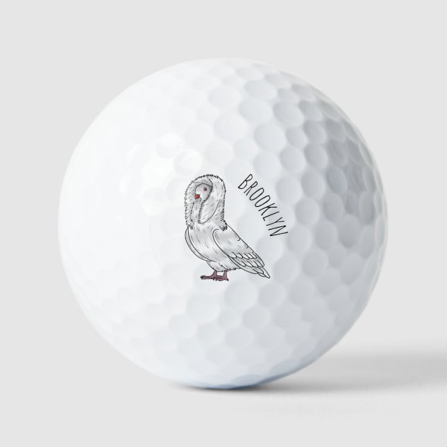 Jacobin-Taube-Cartoon Golfball (Vorderseite)