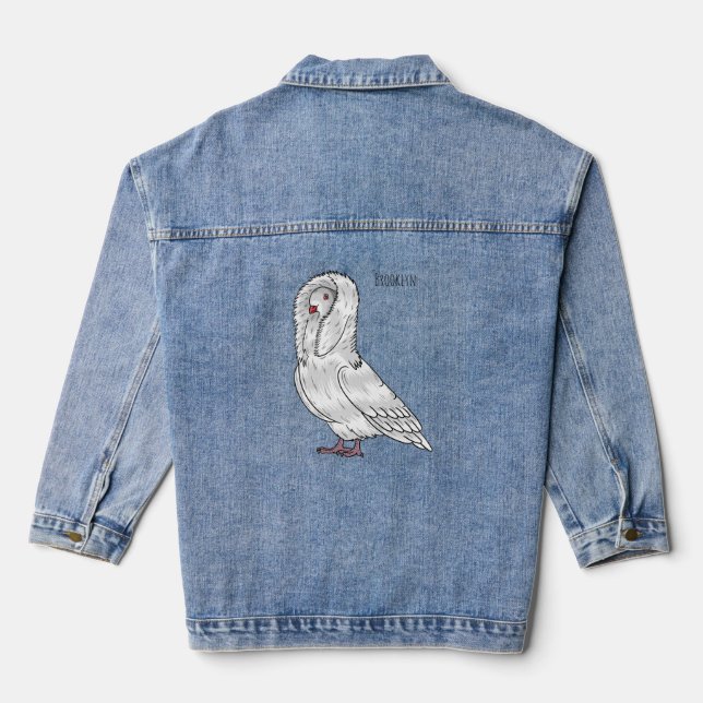 Jacobin-Taube-Cartoon Jeansjacke (Rückseite)