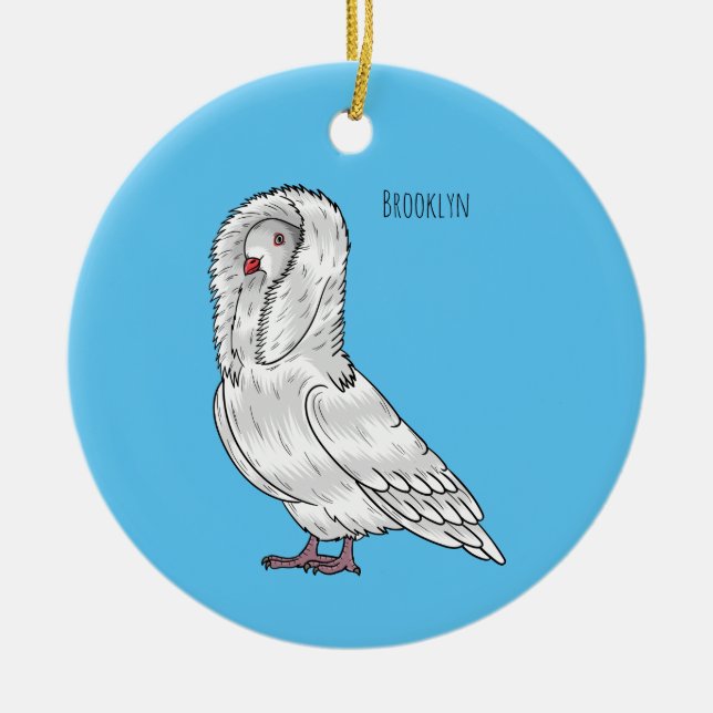 Jacobin-Taube-Cartoon Keramik Ornament (Vorne)