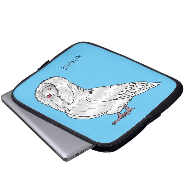 Jacobin-Taube-Cartoon Laptopschutzhülle (Vorne Knopf)