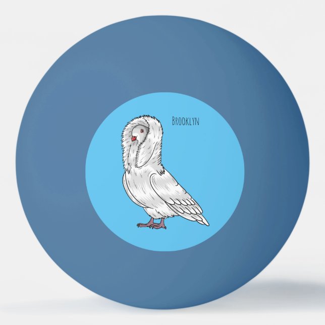 Jacobin-Taube-Cartoon Tischtennisball (Vorderseite)