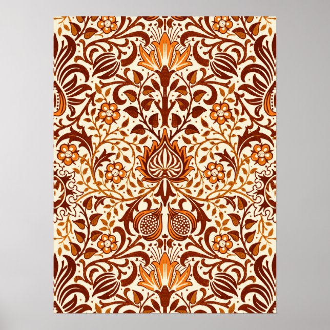 JacobobobohnenDamast, Beige und Schokolade Braun Poster (Vorne)