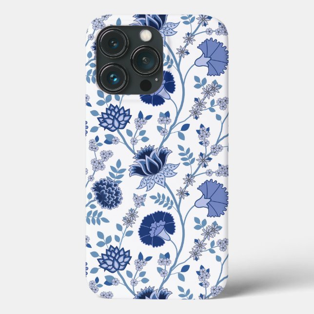 Jacobobobohnenfloral Big Pattern Blues auf Weiß Case-Mate iPhone Hülle (Rückseite)
