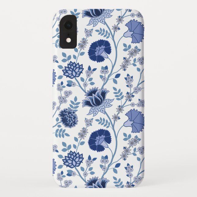 Jacobobobohnenfloral Big Pattern Blues auf Weiß Case-Mate iPhone Hülle (Rückseite)
