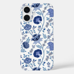 Jacobobobohnenfloral Big Pattern Blues auf Weiß iPhone 16 Hülle