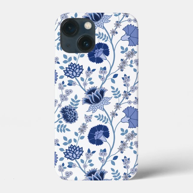 Jacobobobohnenfloral Big Pattern Blues auf Weiß Case-Mate iPhone Hülle (Rückseite)
