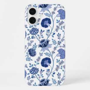 Jacobobobohnenfloral Big Pattern Blues auf Weiß iPhone 16 Plus Hülle