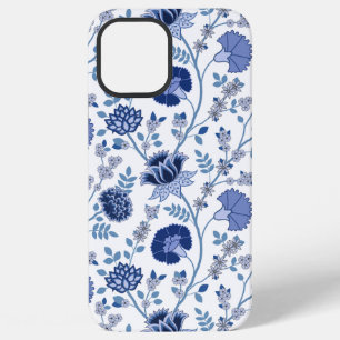 Jacobobobohnenfloral Big Pattern Blues auf Weiß iPhone 12 Pro Max Hülle