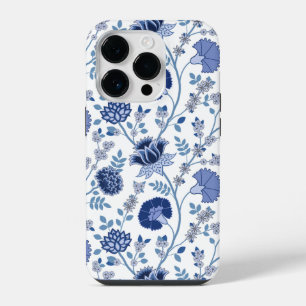 Jacobobobohnenfloral Big Pattern Blues auf Weiß iPhone 14 Pro Hülle