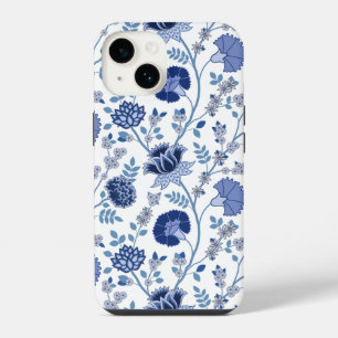 Jacobobobohnenfloral Big Pattern Blues auf Weiß iPhone 14 Hülle
