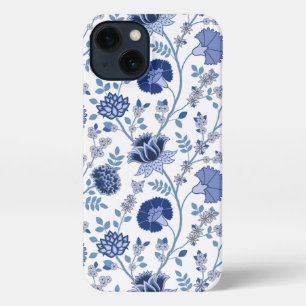 Jacobobobohnenfloral Big Pattern Blues auf Weiß iPhone 13 Hülle