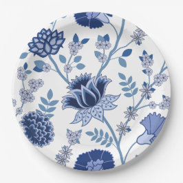 Jacobobobohnenfloral Lg Muster Blues White Pappteller