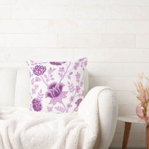 Jacobobobohnenfloral Lg Muster Pinks auf Weiß Kissen