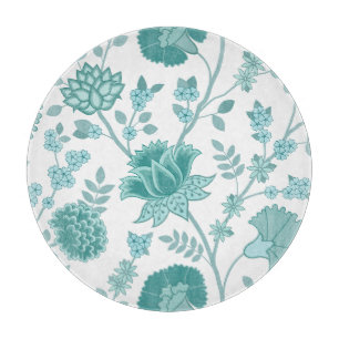 Jacobobobohnenfloral Lg Muster Tees auf Weiß Schneidebrett