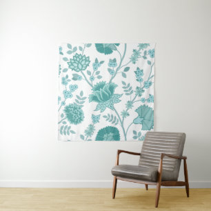 Jacobobobohnenfloral Lg Muster Tees auf Weiß Wandteppich