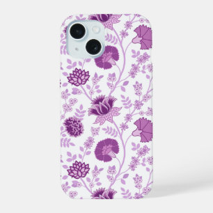 Jacobobobohnenflorale Big Pattern Pinks auf Weiß iPhone 15 Hülle