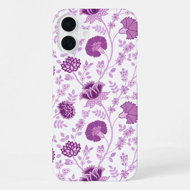 Jacobobobohnenflorale Big Pattern Pinks auf Weiß iPhone Hülle (Rückseite)