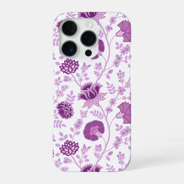 Jacobobobohnenflorale Big Pattern Pinks auf Weiß iPhone Hülle (Rückseite)