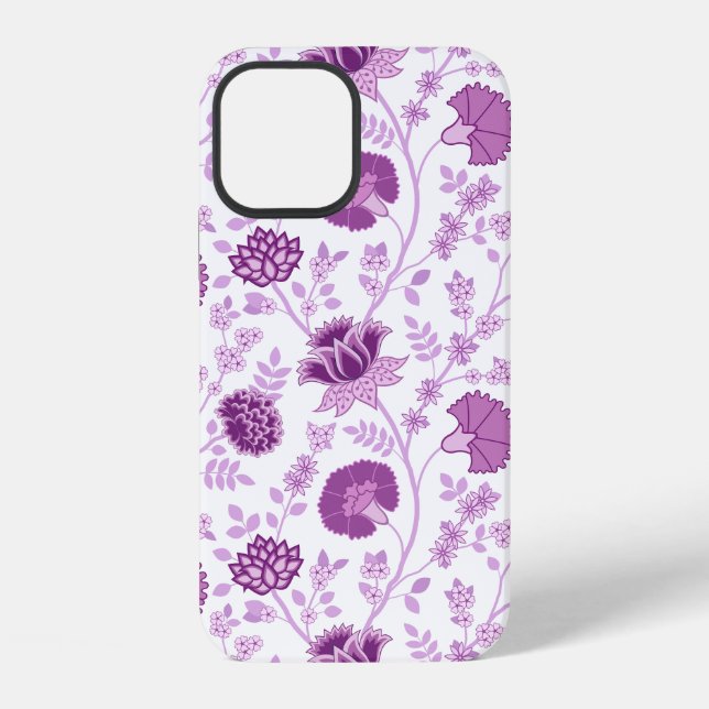 Jacobobobohnenflorale Big Pattern Pinks auf Weiß iPhone Hülle (Rückseite)