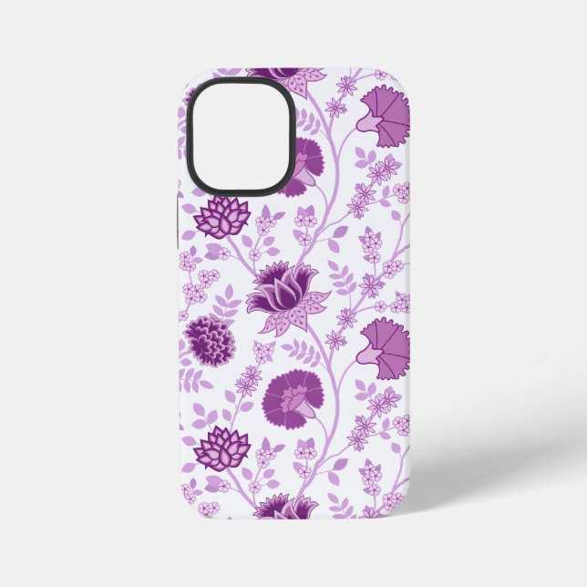 Jacobobobohnenflorale Big Pattern Pinks auf Weiß iPhone Hülle (Rückseite)