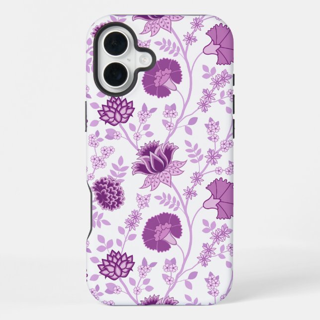 Jacobobobohnenflorale Big Pattern Pinks auf Weiß iPhone Hülle (Rückseite)