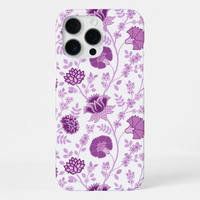 Jacobobobohnenflorale Big Pattern Pinks auf Weiß iPhone Hülle (Rückseite)