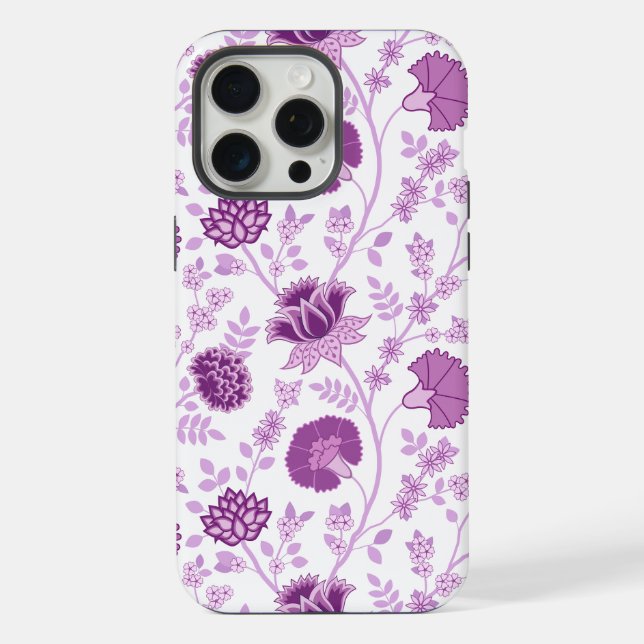 Jacobobobohnenflorale Big Pattern Pinks auf Weiß iPhone Hülle (Rückseite)
