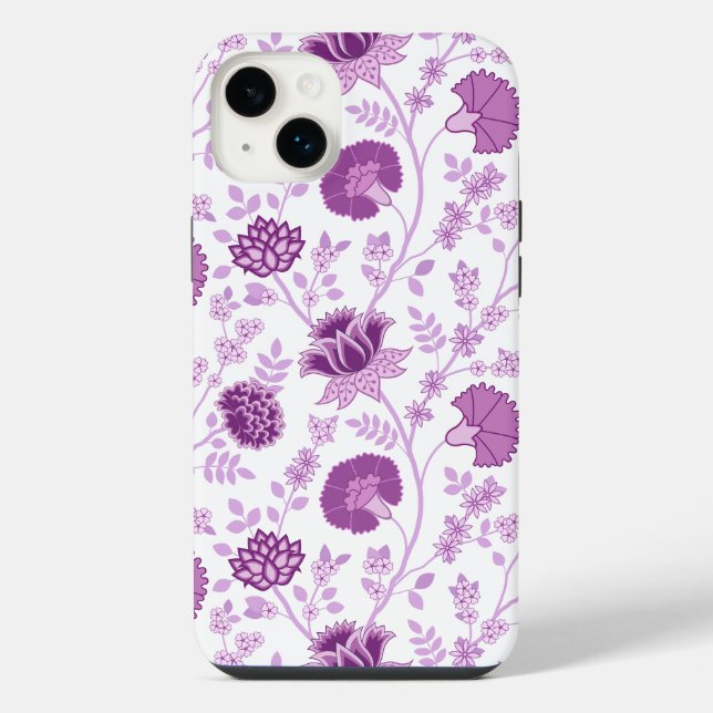Jacobobobohnenflorale Big Pattern Pinks auf Weiß iPhone Hülle (Rückseite)