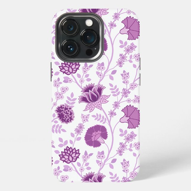 Jacobobobohnenflorale Big Pattern Pinks auf Weiß iPhone Hülle (Hinten)