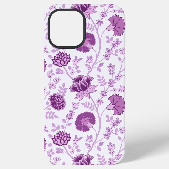 Jacobobobohnenflorale Big Pattern Pinks auf Weiß iPhone Hülle (Rückseite)