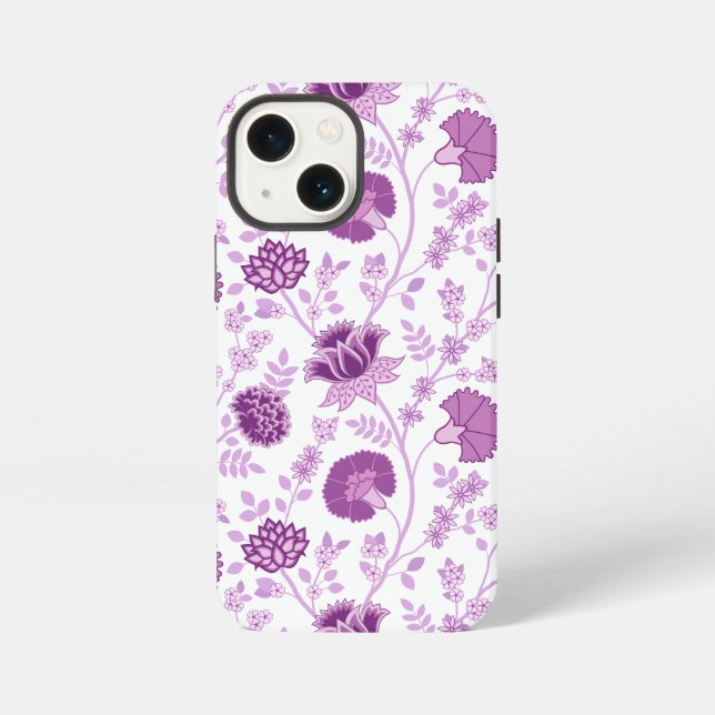 Jacobobobohnenflorale Big Pattern Pinks auf Weiß iPhone Hülle (Rückseite)