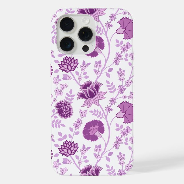 Jacobobobohnenflorale Big Pattern Pinks auf Weiß iPhone Hülle (Rückseite)