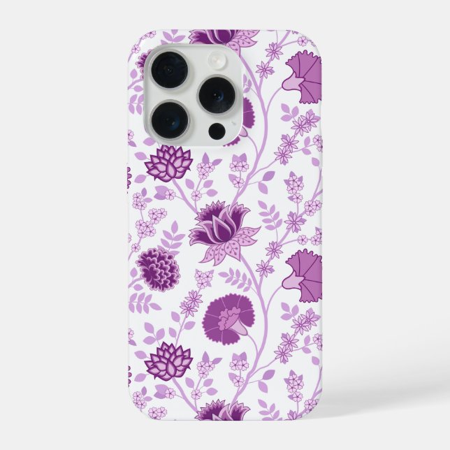 Jacobobobohnenflorale Big Pattern Pinks auf Weiß iPhone Hülle (Rückseite)