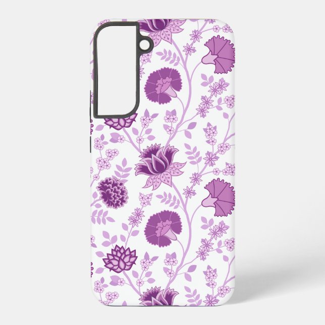 Jacobobobohnenflorale Big Pattern Pinks auf Weiß Samsung Galaxy Hülle (Rückseite)