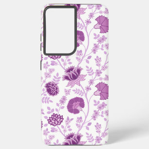 Jacobobobohnenflorale Big Pattern Pinks auf Weiß Samsung Galaxy Hülle